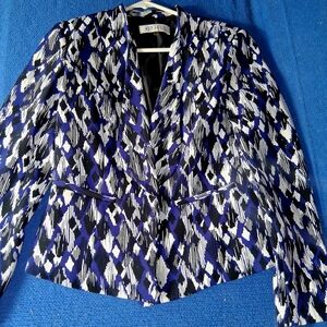 Kasper Women's Geometric Blue and Black Blazer